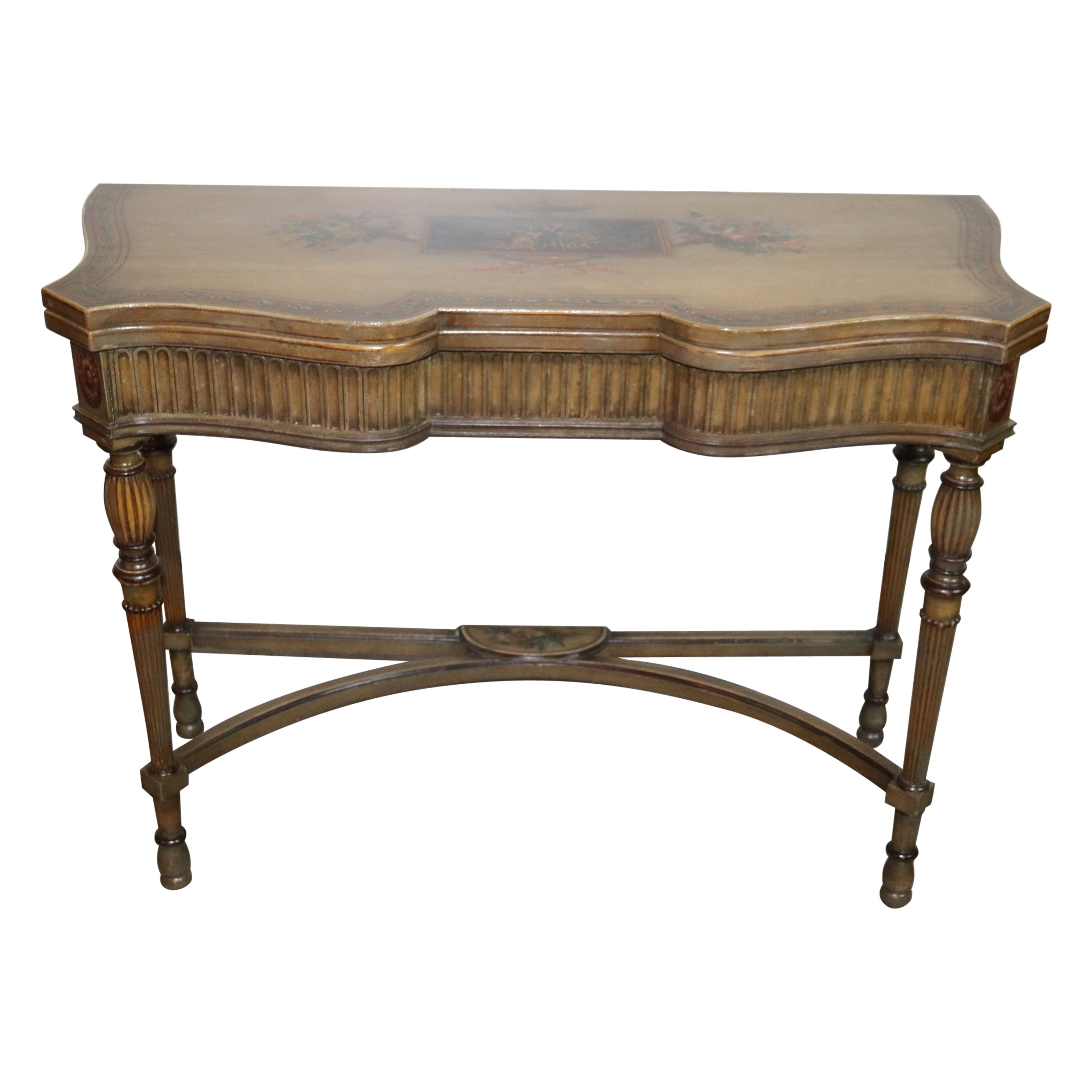 Adams Paint Decorated English Foliding Card Console Table, Circa 1890 For Sale