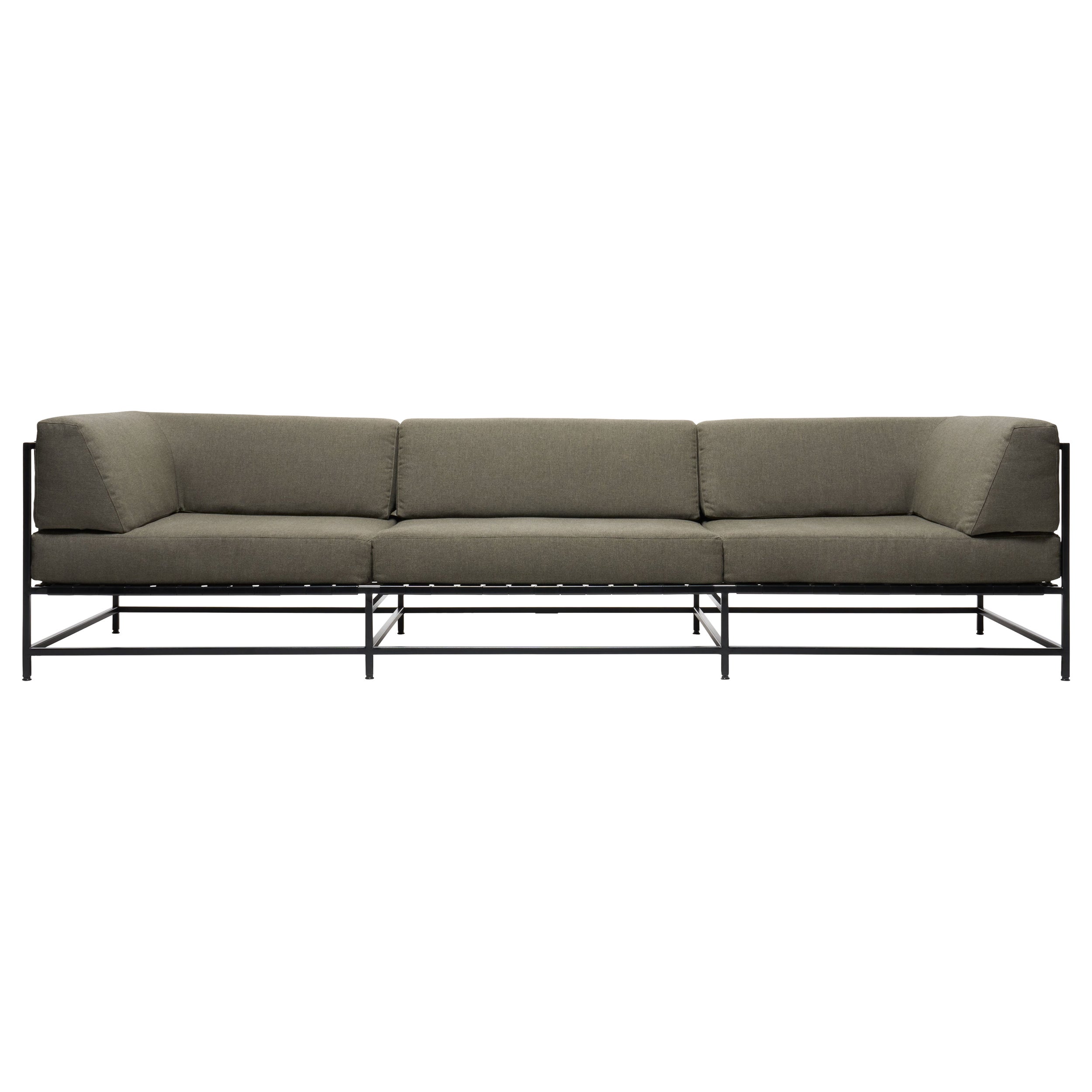 Outdoor Sunbrella Sage & Black Powdercoat Sofa