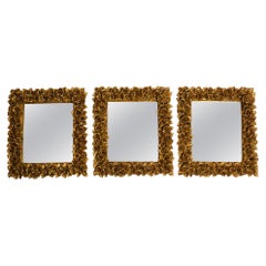 Vintage Three Beautiful Mid Century Wall Mirrors from Italy with Gilded Frames