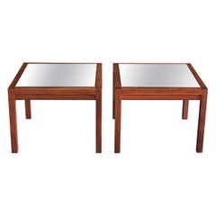Pair of Walnut Mirrored Side Tables, 1960s