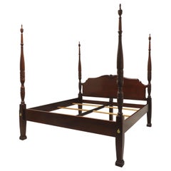 LINK-TAYLOR Solid Heirloom Mahogany Chippendale King Size Rice Four Poster Bed