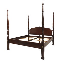 Vintage LINK-TAYLOR Solid Heirloom Mahogany Chippendale King Size Rice Four Poster Bed