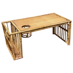 1950's Bamboo and Cane Bed Tray with Magazine Rack