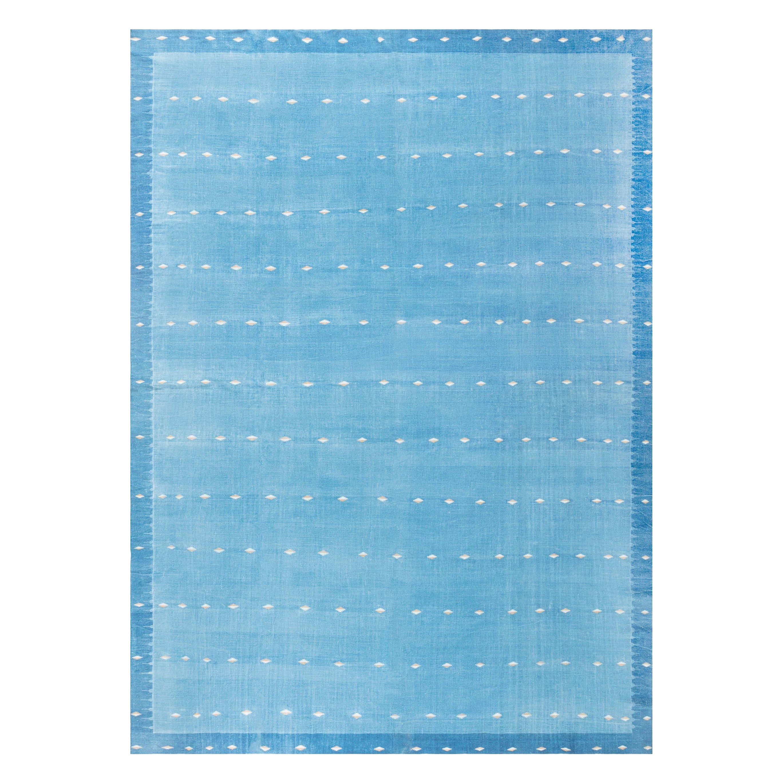 Doris Leslie Blau Collection Vintage Indian Dhurrie Green Beige Rug For