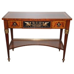 Flame Mahogany Maitland Smith Bronze Mounted Griffin French Empire Console Table