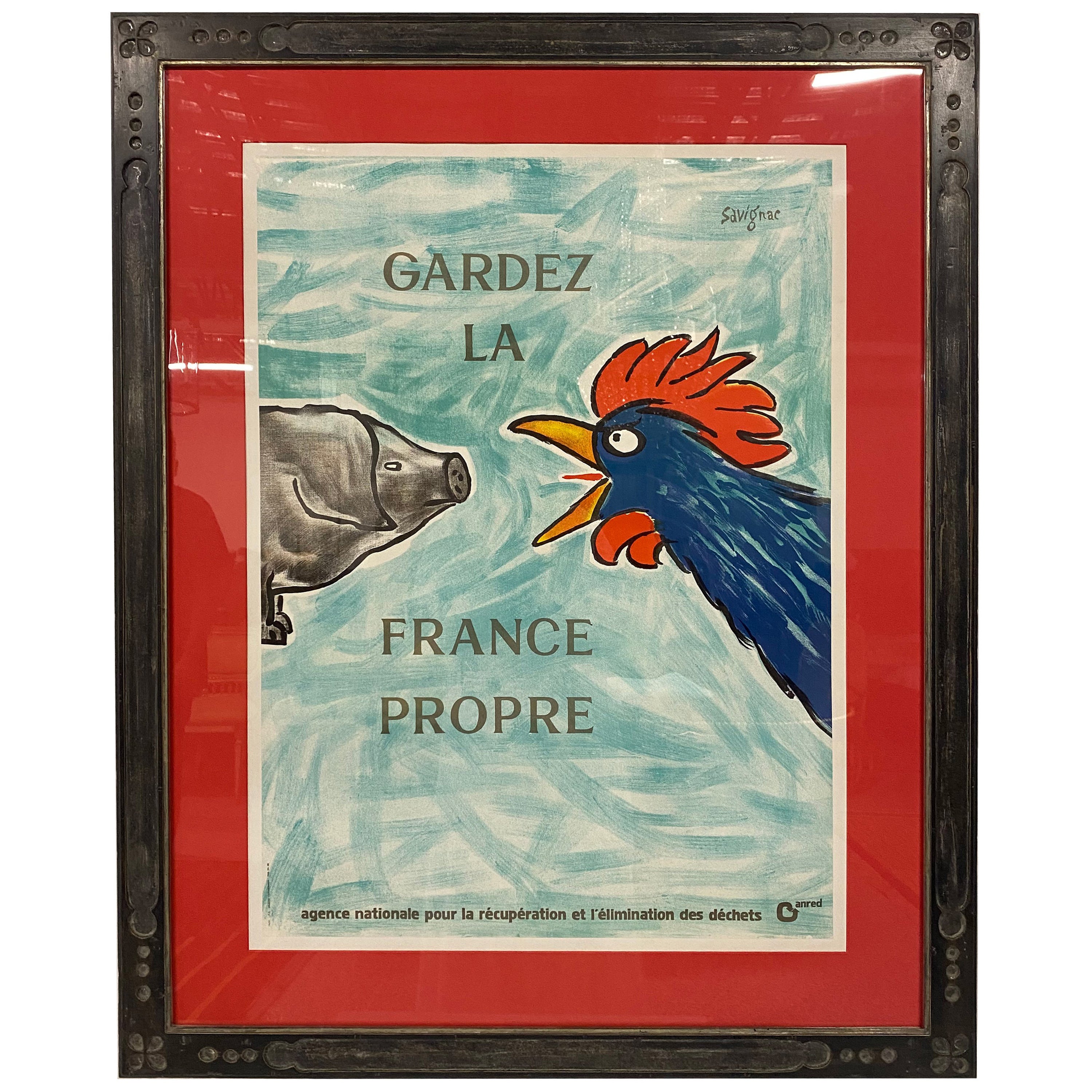 Framed, Original Vintage "Gardez La" Poster by Raymond Savignac