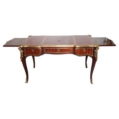 Fine Quality French Mahogany Leather and Bronze Figural Writing Desk circa 1940