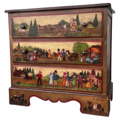 French Folk Art Hand Painted Chest of Draws