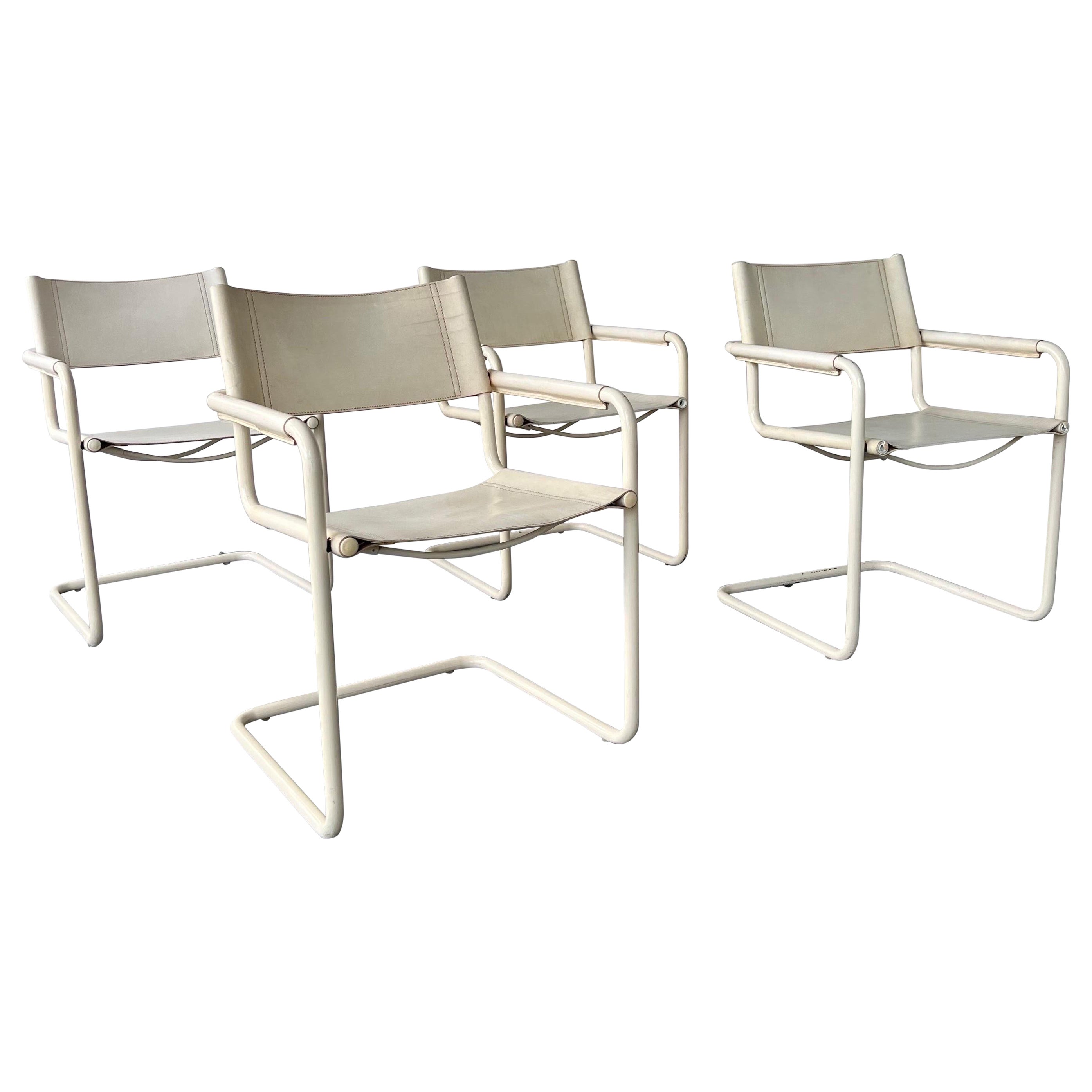 Set of 4 Cantilevered MG5 Dining Chairs Designed by Breuer Made by Matteo Grassi