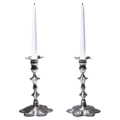 Pair of 18th Century George II Silver Candlesticks by John Cafe, London, 1751
