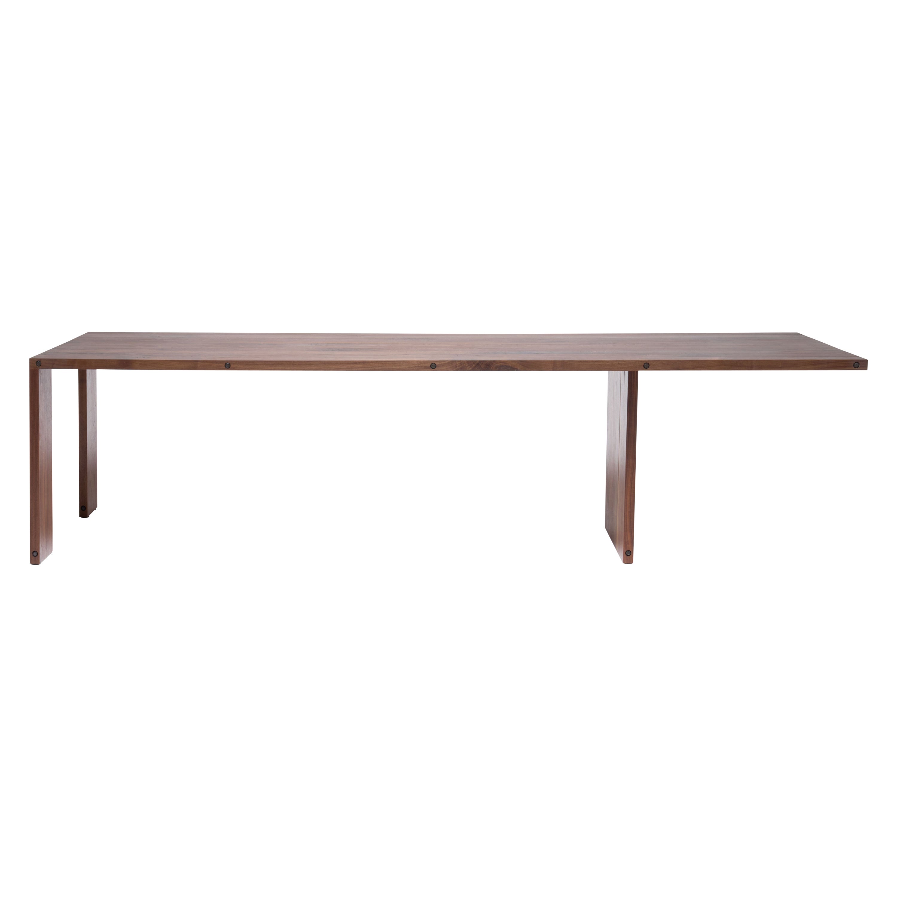 Compression Dining Table in Walnut Wood For Sale