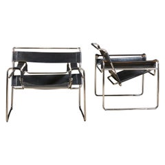 Vintage Pair of Chrome & Leather Chairs