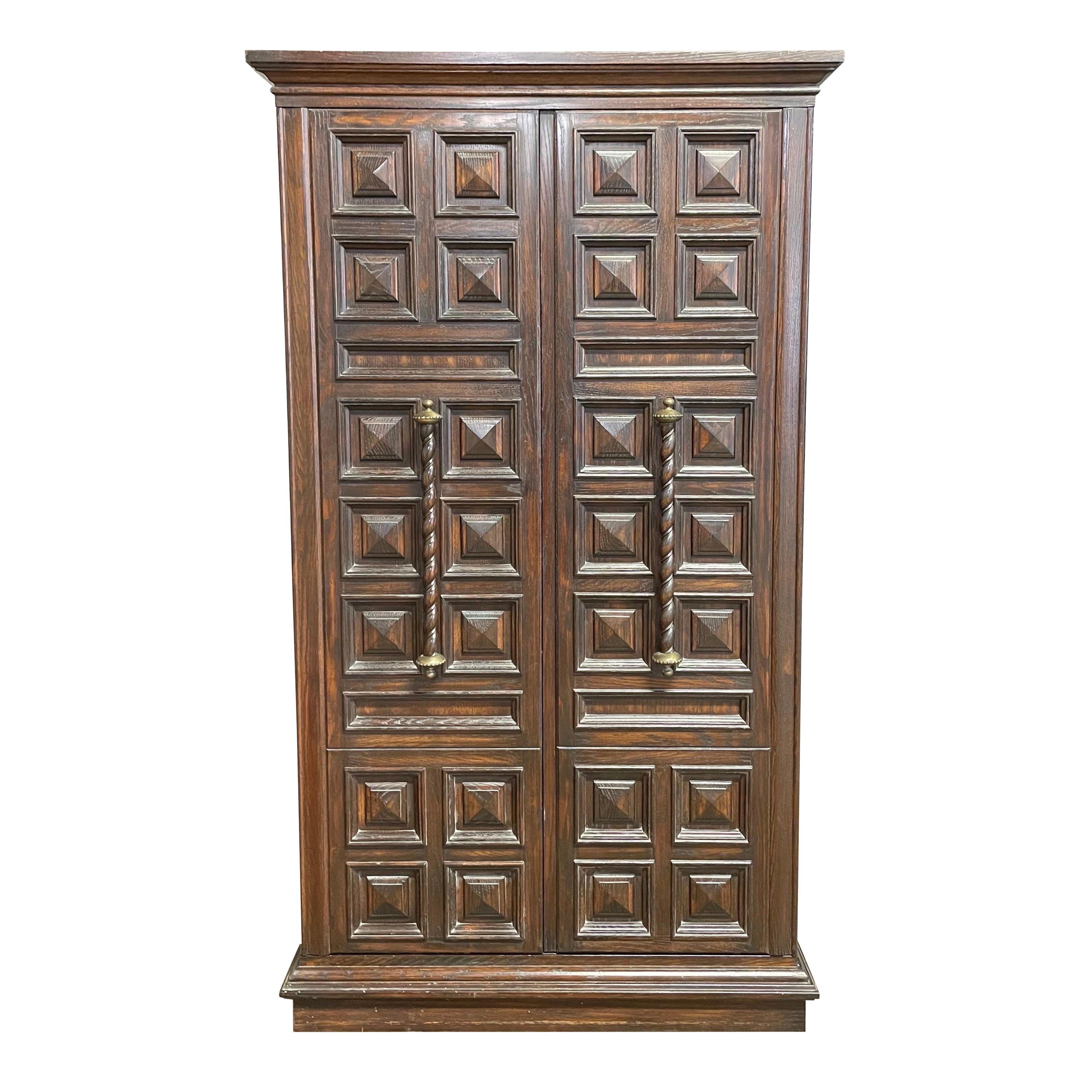 1970s Vintage Mediterranean Spanish Colonial Armoire For Sale
