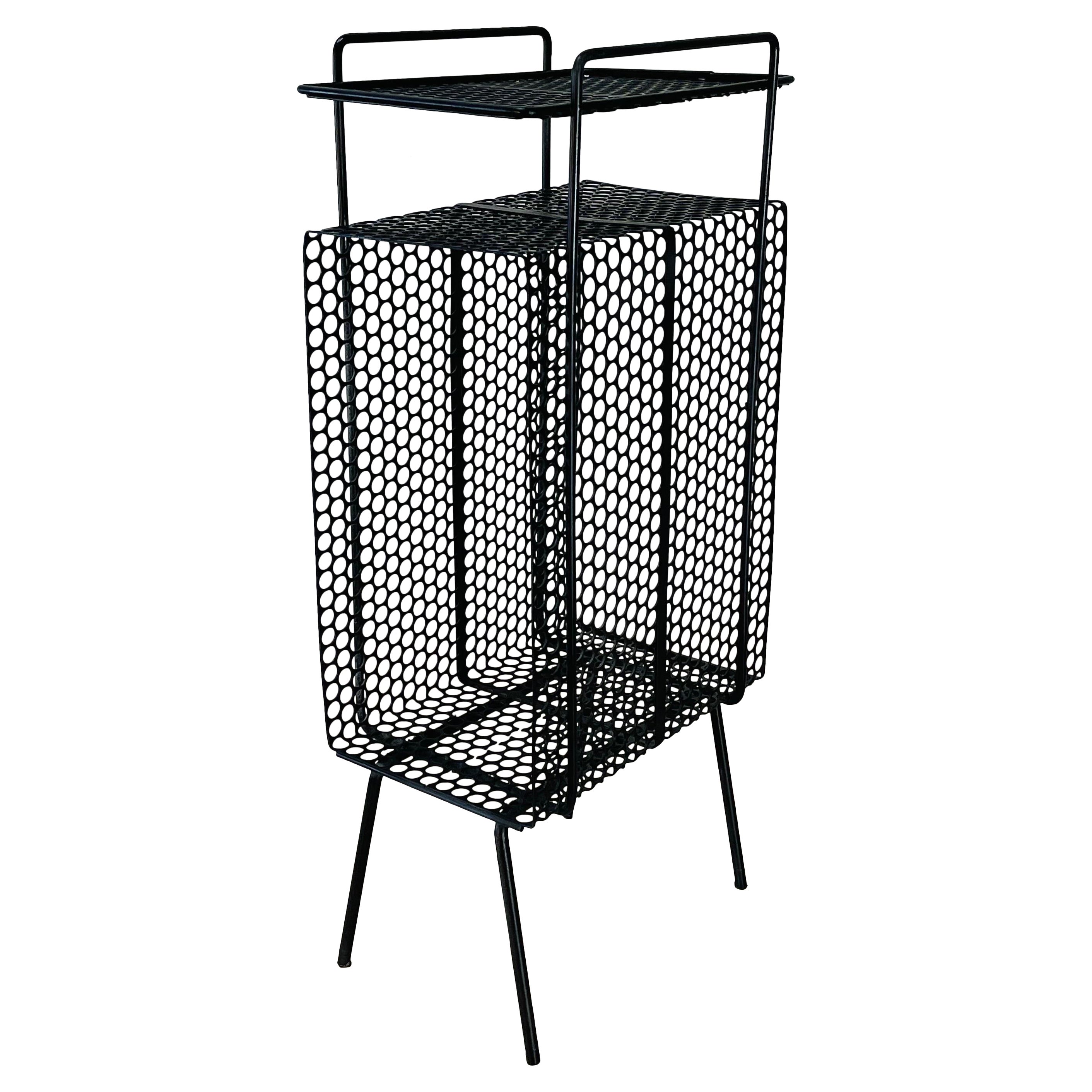 Small Black Metal Mesh Side Table For Sale