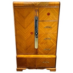 Antique Art Deco Waterfall Style Armoire