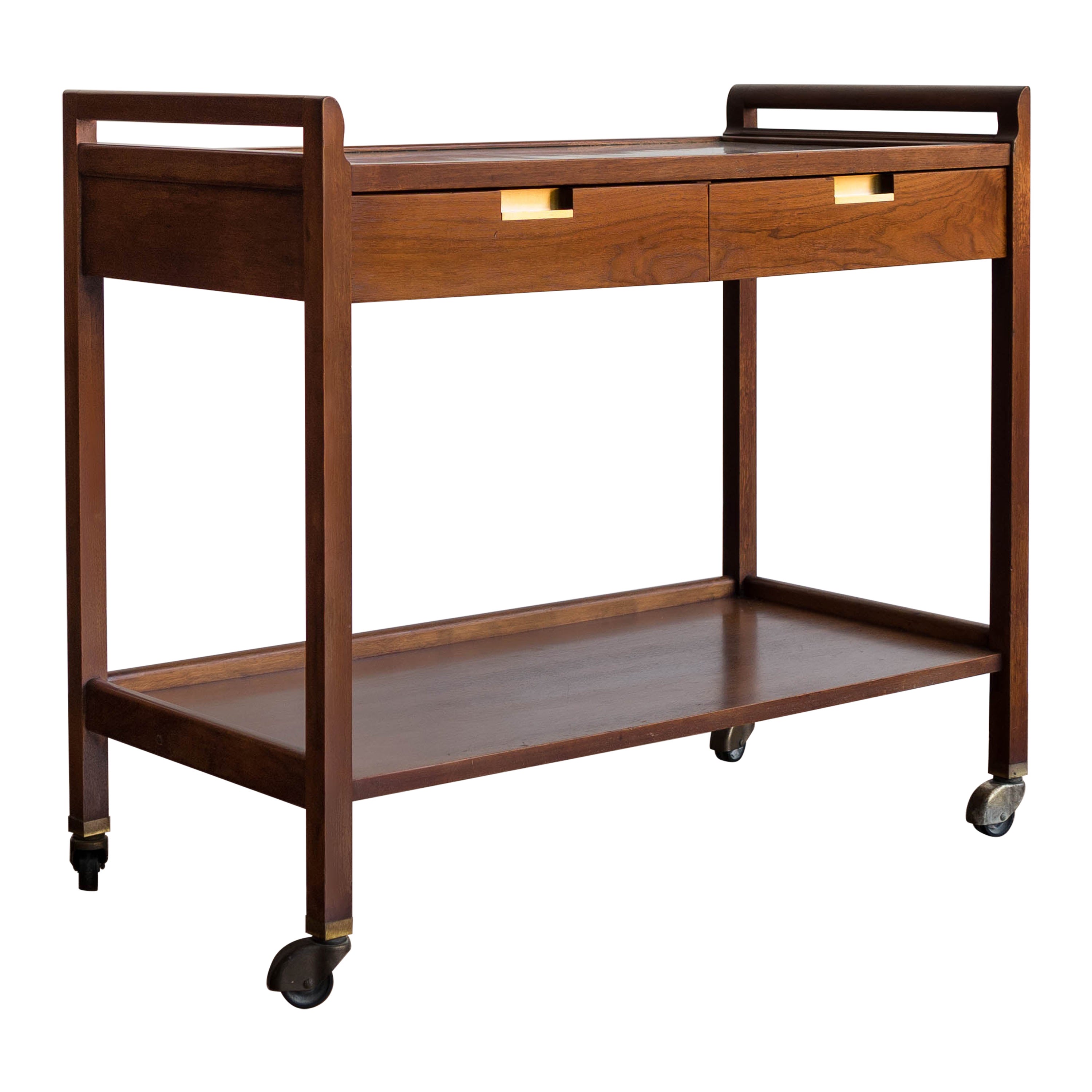 1960's American of Martinsville "Accord"  Walnut Bar Cart