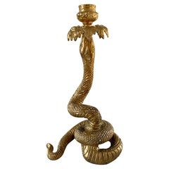 Antique Brass Serpent Snake Candle Holder