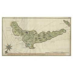 Rare Handcolored Map of Isle de Juan Fernandes 'Robinson Crusoe Island', Chili