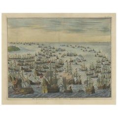 Impressive Rare View of the Defeat of the Spanish Fleet or Armada in 1588