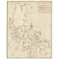 Large German Chart of the Islands of the Philippines with Hand-Colored Borders