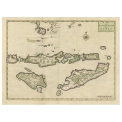 Ancienne carte ancienne de Sumbawa, Flores, Timor, région de Banda en Indonésie