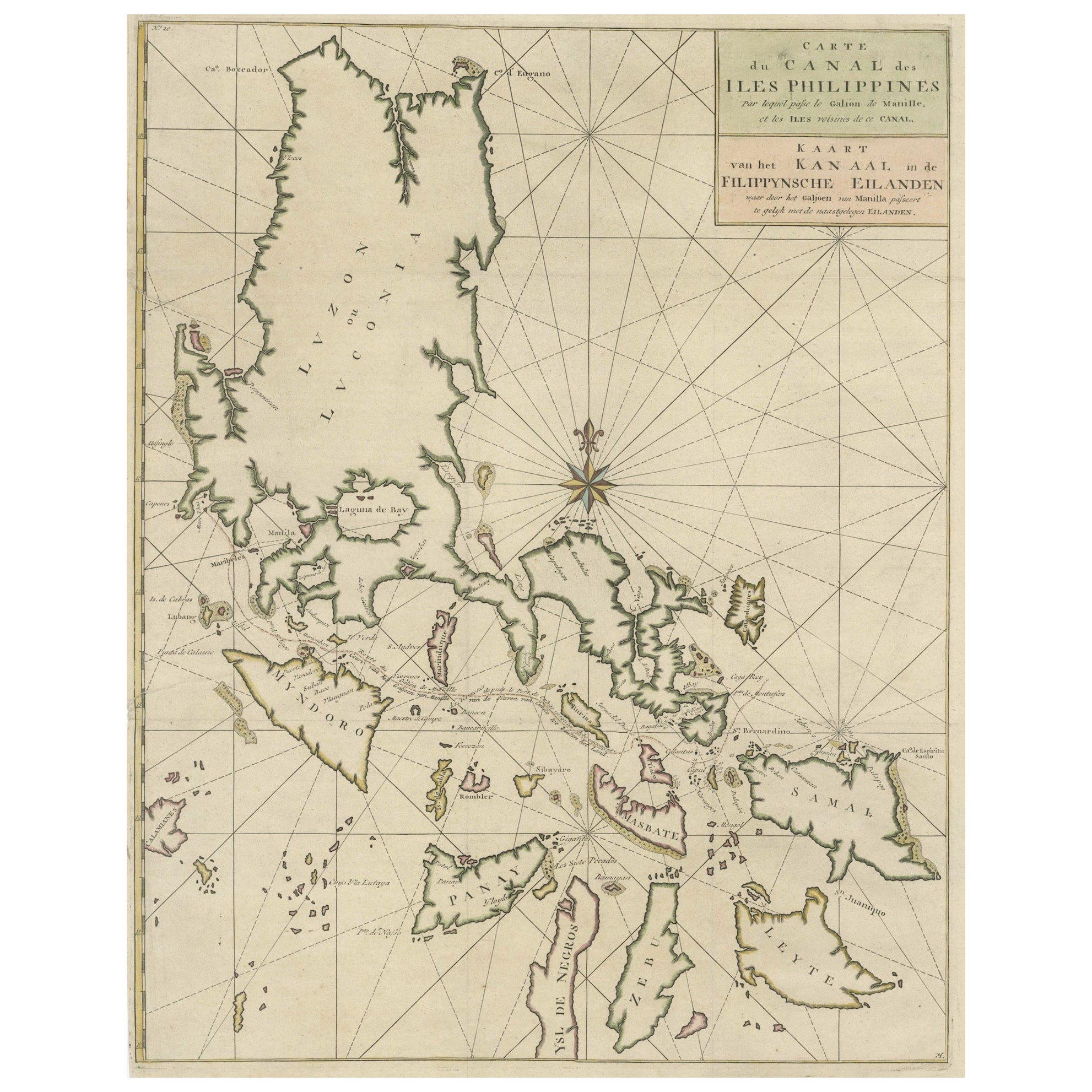 Carte ancienne d'origine avec de nombreux détails autour de Manilla dans les îles philippines