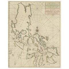 Original Old Map with Many Details Around Manilla in the Philippine Islands