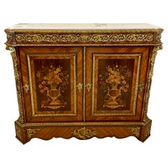 Exhibition Quality Antique Louis XV French Kingwood Side Cabinet