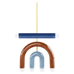Ceramic Pendant Lamp 'TRN D1' by Pani Jurek, Light Blue, Medium Blue & Ochre