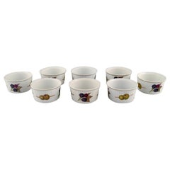 Retro Royal Worcester, England, Eight Small Evesham Porcelain Bowls with Fruits
