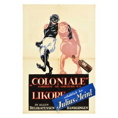 Original Antique Poster Coloniale Liqueurs Julius Meinl Drink Advertising Art