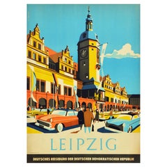 Affiche rétro originale de la foire aux professionnels de Leipzig MM DDR, Allemagne, Publicité