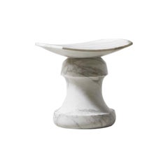 Roi stool in White Calacatta Marble