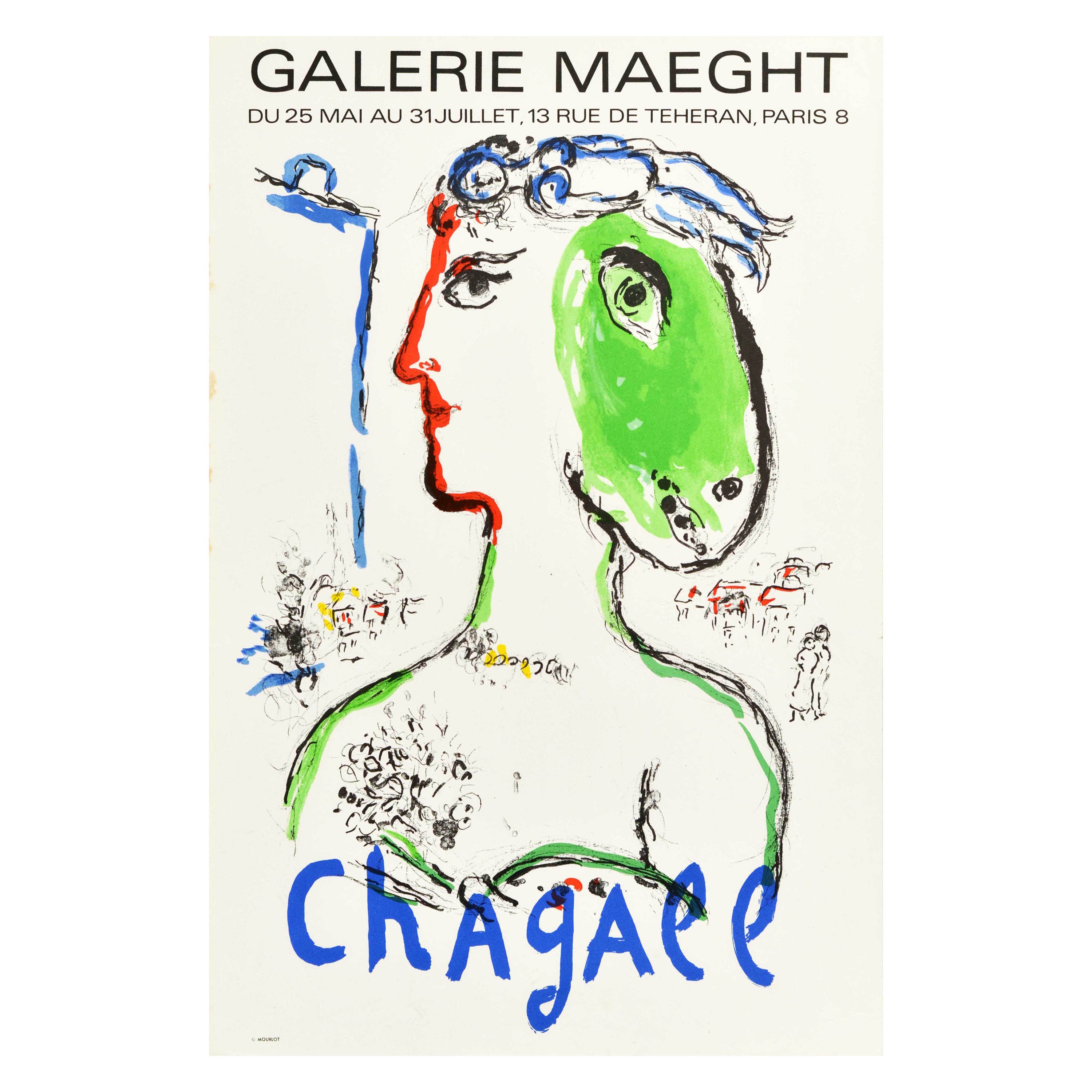 Affiche d'origine d'exposition vintage Chagall Galerie Maeght « Artist As A Phoenix »