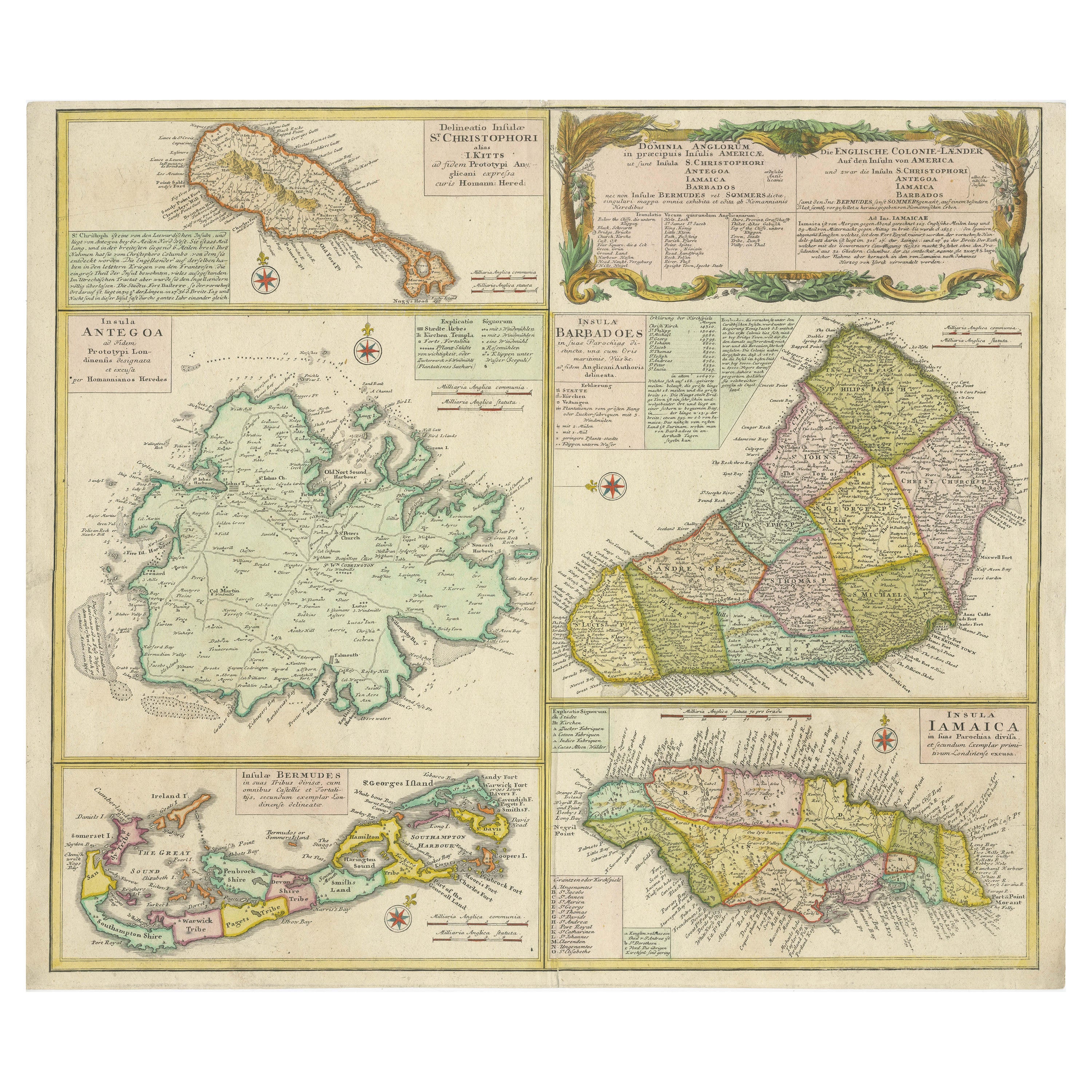 Stunning Map of Caribbean Islands, Incl Jamaica, Bermuda, Barbados and St. Kitts