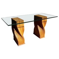 A Chic Mid Century Modern Bamboo Based Console Table 