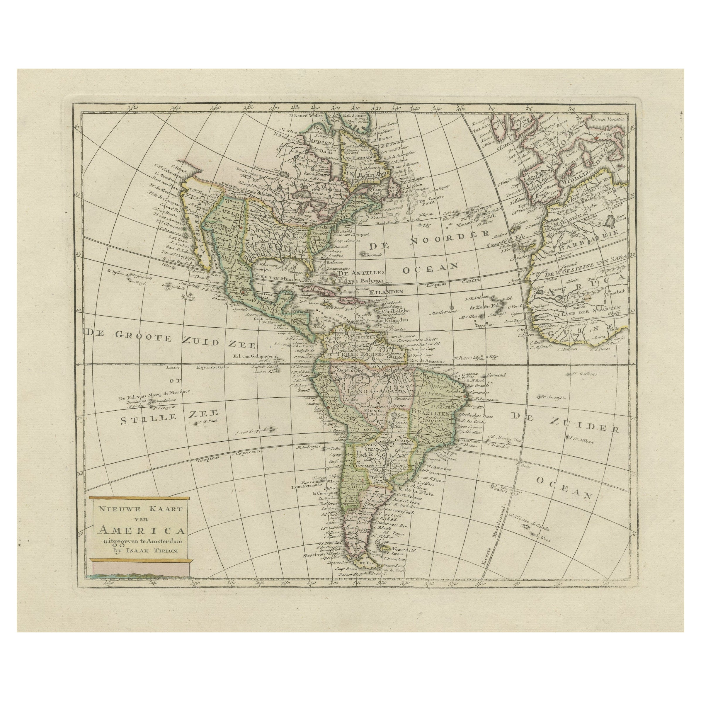 Original Antique Map of North and South America in Attractive Old Coloring For Sale