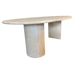 Vintage 20th century Italian Ovale Travertine Dining Table, 1980s