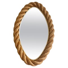 Elliptical rope frame wall mirror, Audoux & Minet, France 1960s