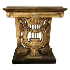 Console suédoise du 19ème siècle en bois doré avec plateau en marbre