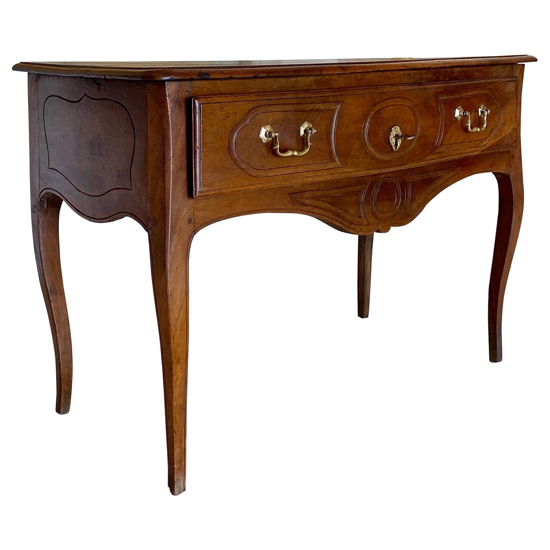 Table console italienne du milieu du XVIIIe siècle en noyer avec tiroir