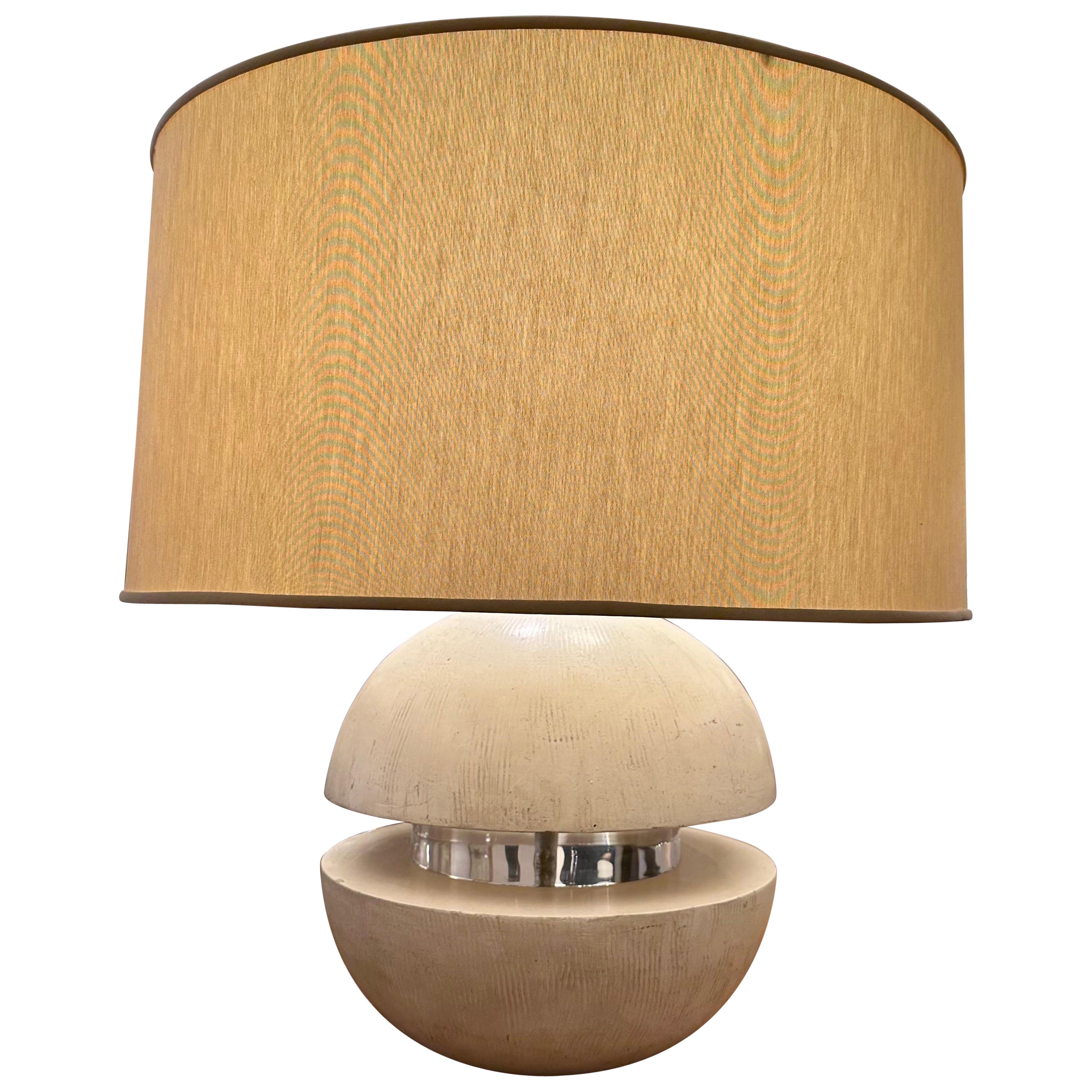 Lampe de table sphérique vintage en plâtre et acrylique en vente