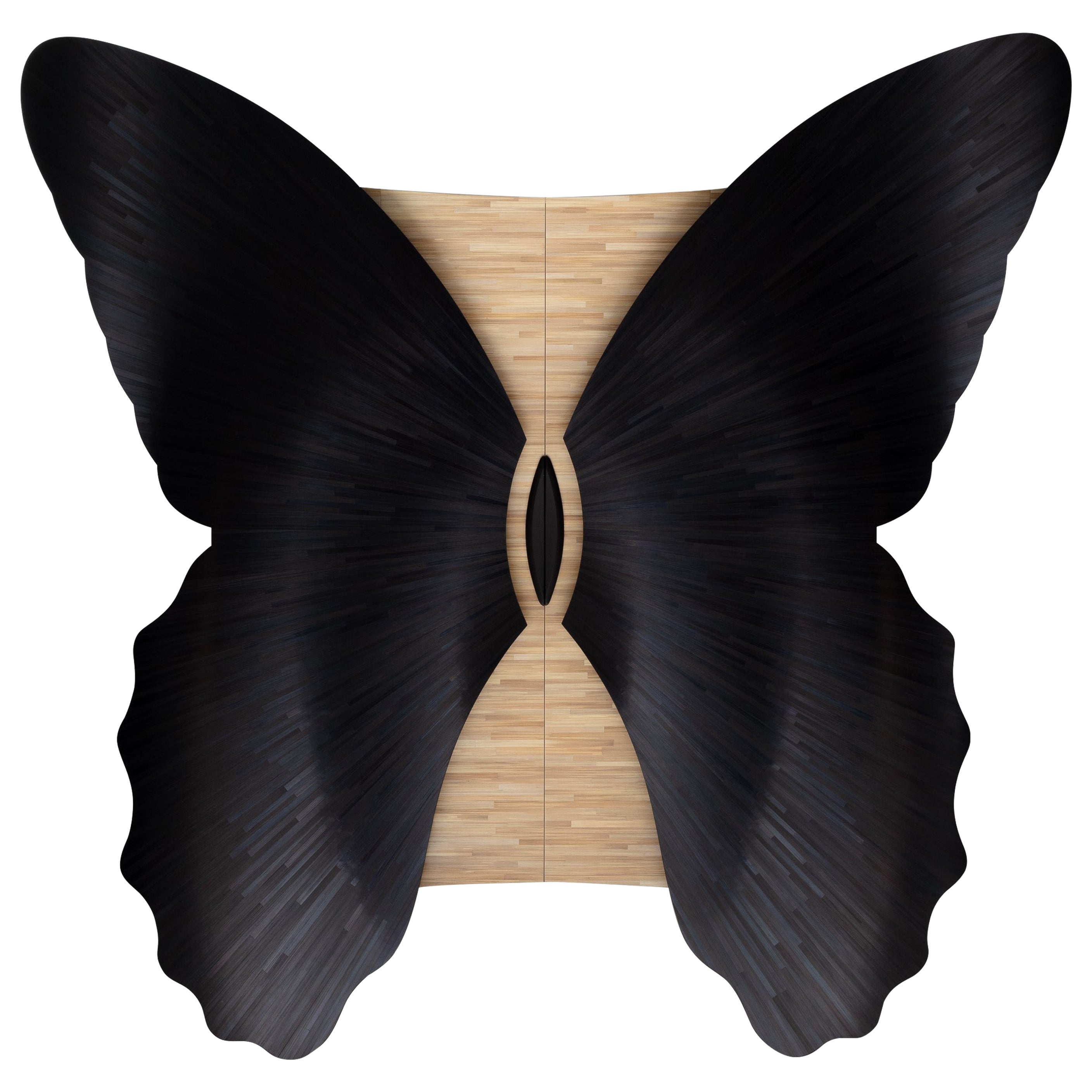 Jean-Luc Le Mounier, Papillon, Black Wings, Two-Door Cabinet, France, 2021 For Sale
