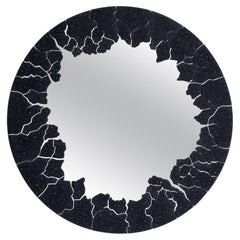 Jean-Luc Le Mounier, Hamada, Black/Gold Contemporary Round Mirror, France, 2021