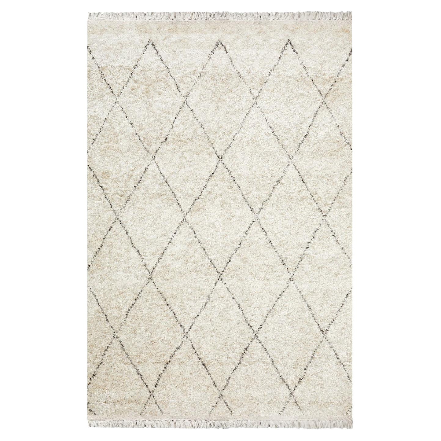 Solo Rugs Shaggy Moroccan Bohemian Moroccan Handmade Area Rug Ivory For Sale