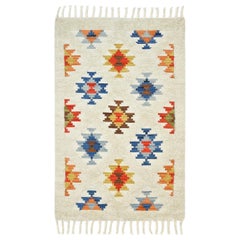 Bohemian Southwestern Handgefertigter Teppich in Elfenbein