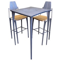 Retro Industrial Post-Modern Design Bar Height Table and Stools by Robert Josten