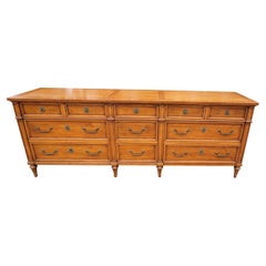 Mid-Century Henredon Custom Folio One Fruitwood 11-Drawer Triple Dresser