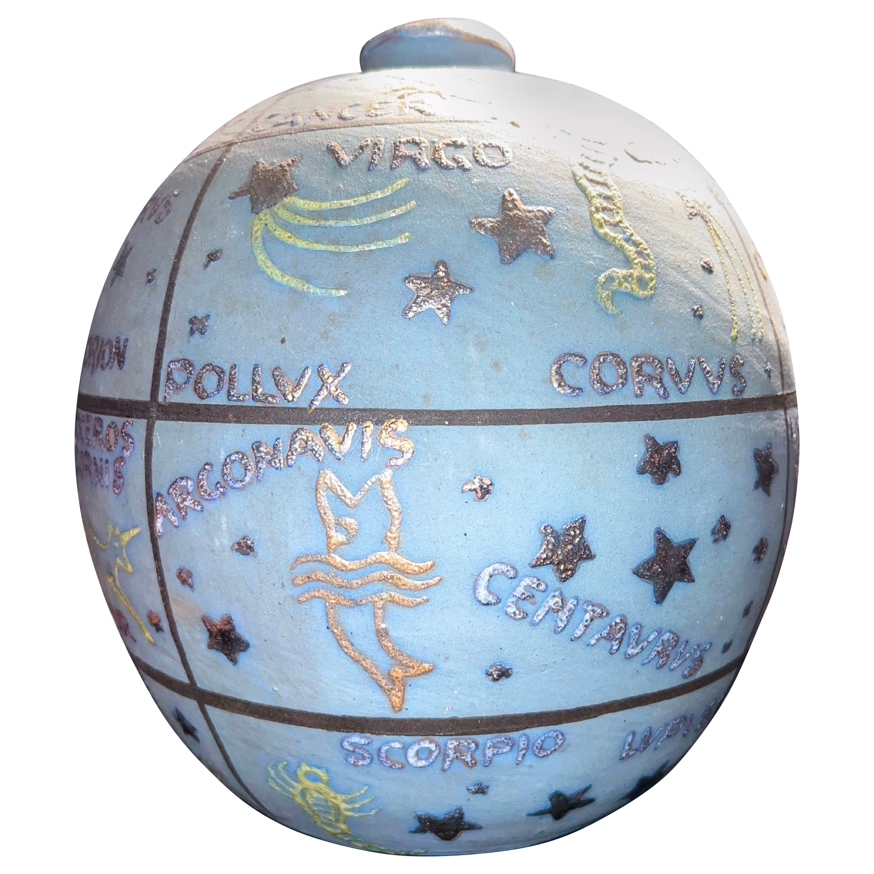 Jean Garillon for Céramiques Elchinger Zodiac Constellation Globe Vase, France For Sale