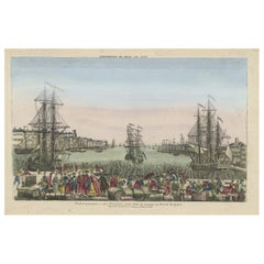Old Optical View of French Boarding for the Cayenne Isle Port of Rochefort